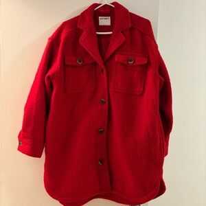 Old Navy Red Button-Up Teddy Jacket